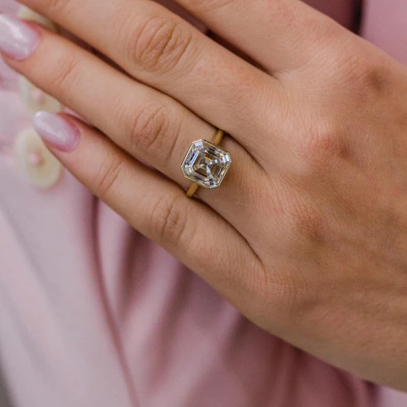 SARAH | 4.7 Carat Old Mine Asscher Cut Bezel Moissanite Ring