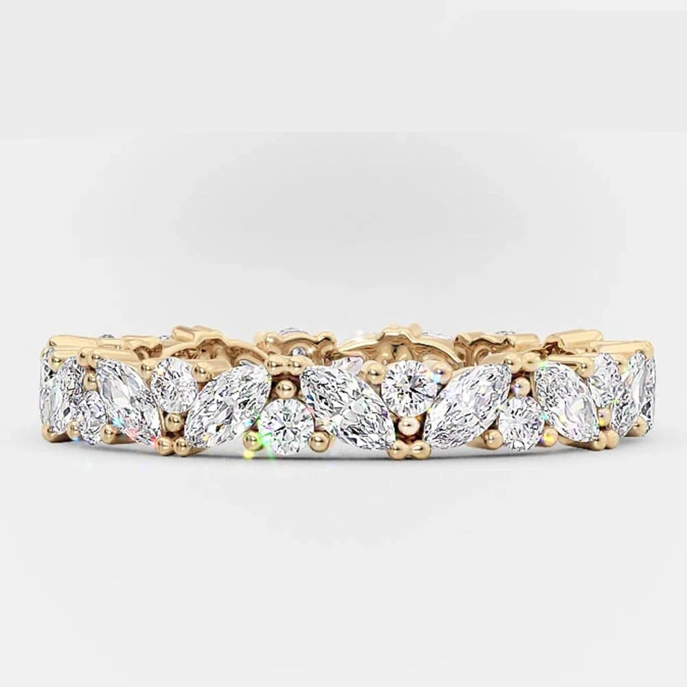 Marquise Eternity Wedding Band Combination Marquise + Round Cut