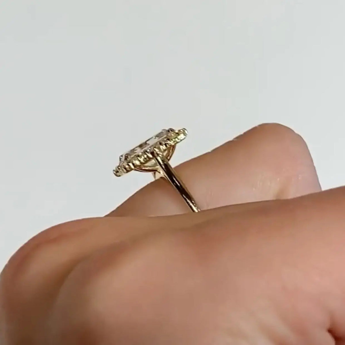 Art-Deco Halo Emerald Cut 2 Carat Moissanite Engagement Ring - Kalyn & Co.