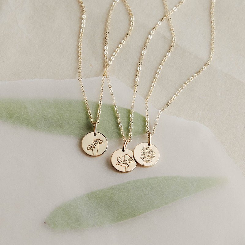 Birth Flower Coin Necklace - Kalyn & Co.