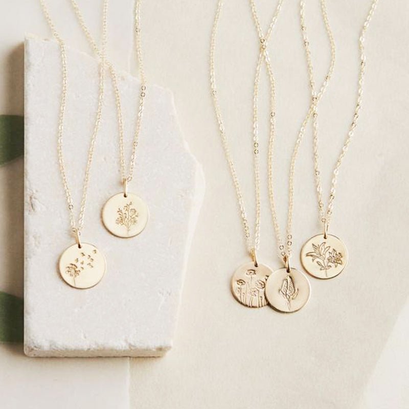 Birth Flower Coin Necklace - Kalyn & Co.
