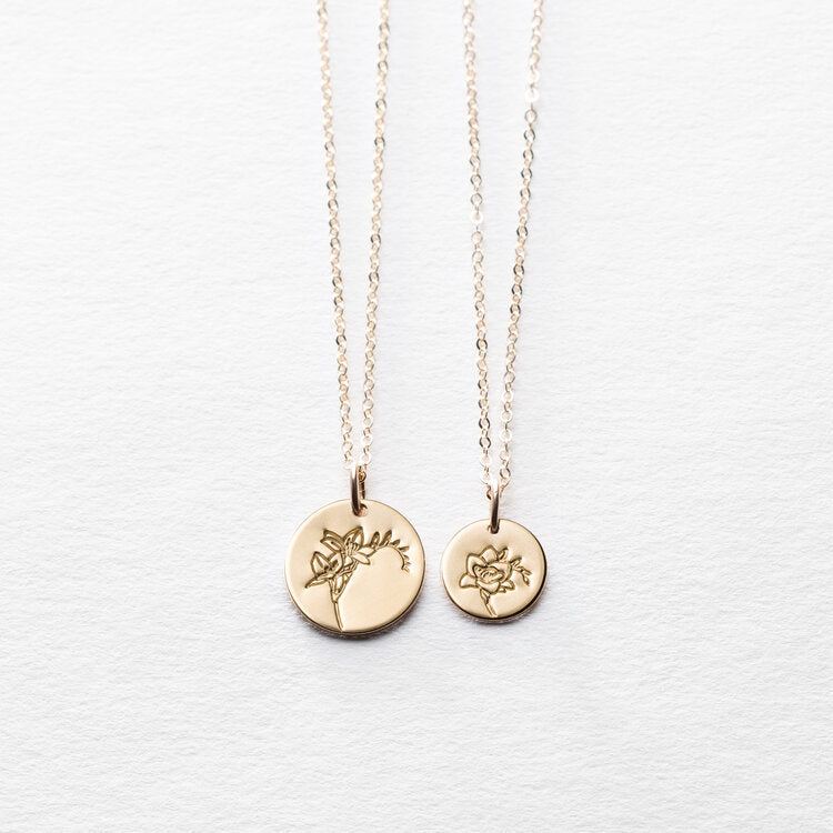 Birth Flower Coin Necklace - Kalyn & Co.