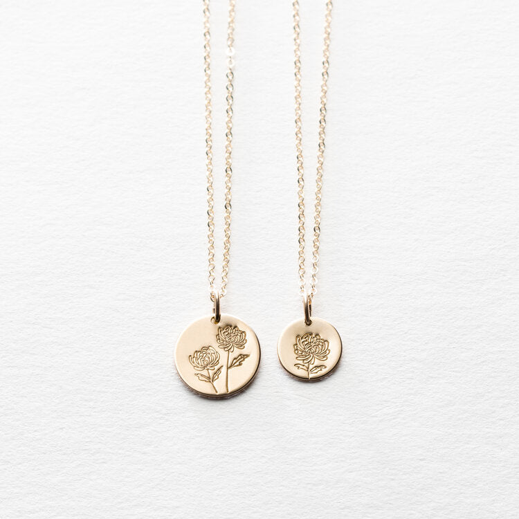 Birth Flower Coin Necklace - Kalyn & Co.
