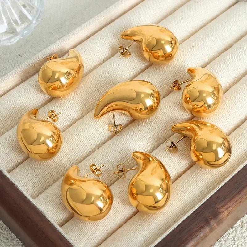 Chunky Gold Waterdrop Earrings - Lightweight - Kalyn & Co.