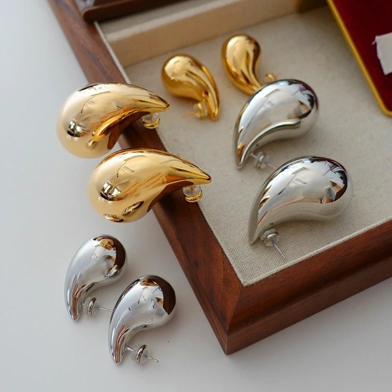 Chunky Gold Waterdrop Earrings - Lightweight - Kalyn & Co.