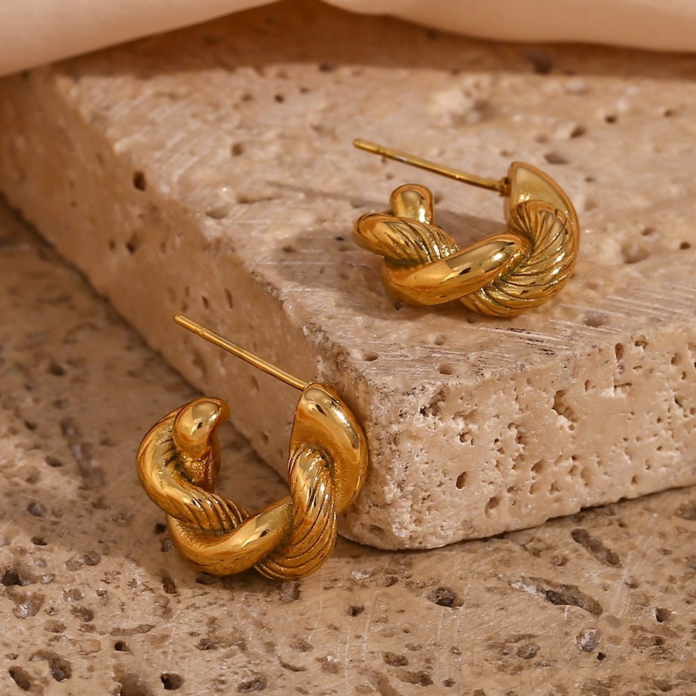Chunky Twisted 18k Gold Hoop Earrings - Kalyn & Co.