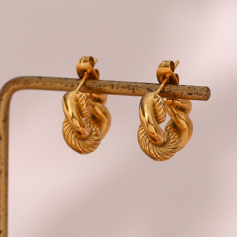 Chunky Twisted 18k Gold Hoop Earrings - Kalyn & Co.