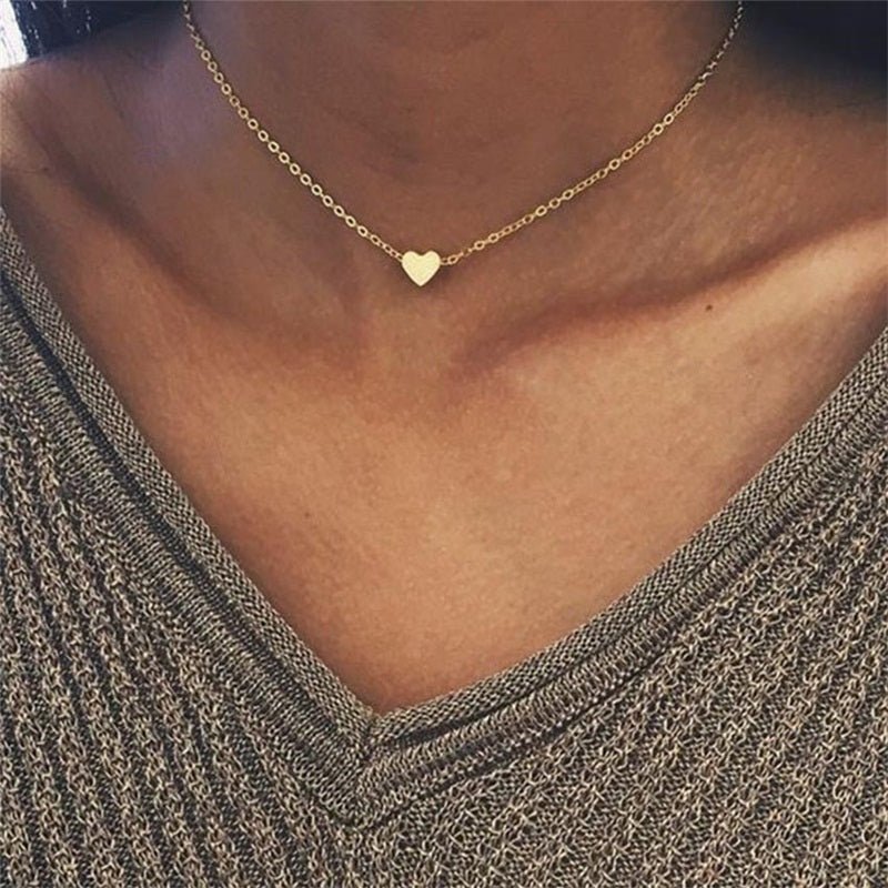 Dainty Gold Heart Charm Necklace