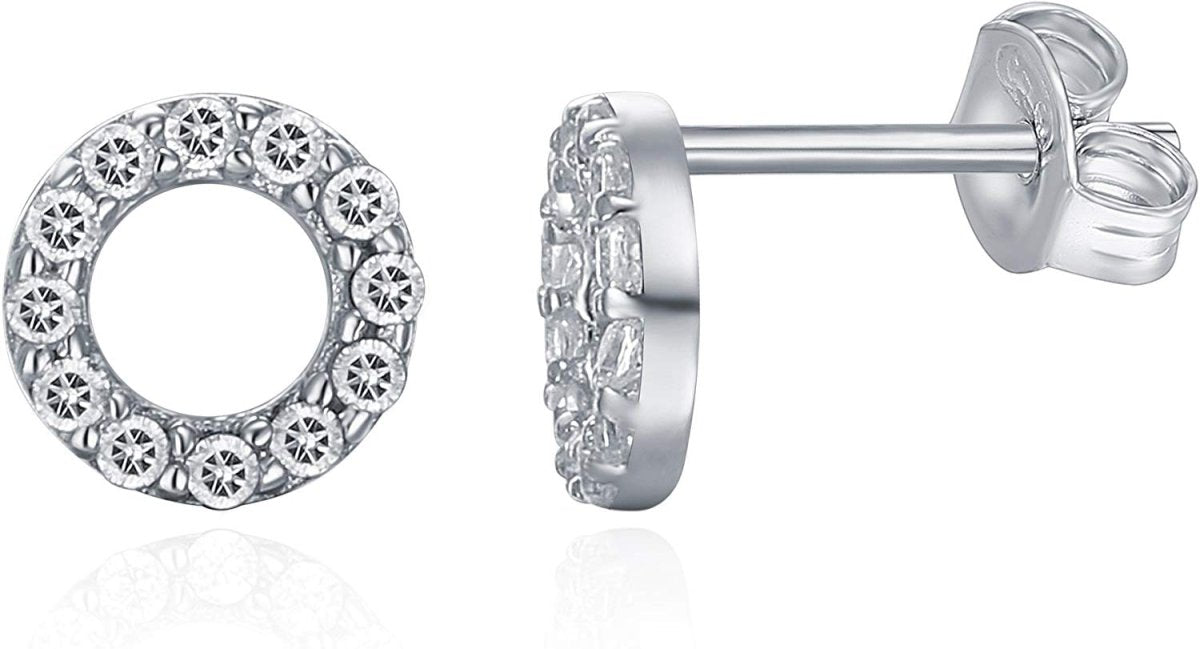 Dainty Halo Stud Earrings Halo - White