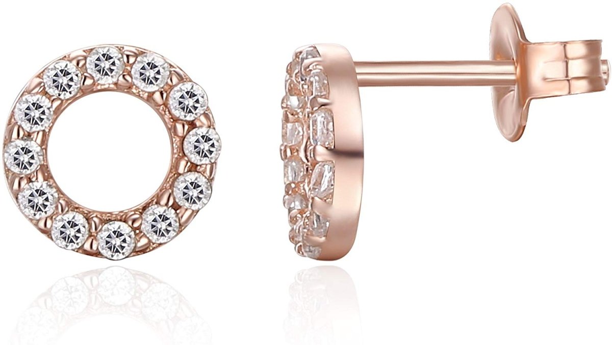 Dainty Halo Stud Earrings Halo - Rose