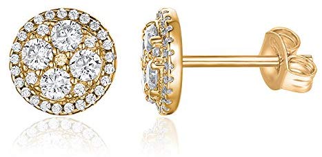 Halo Cluster Diamond Stud Earrings