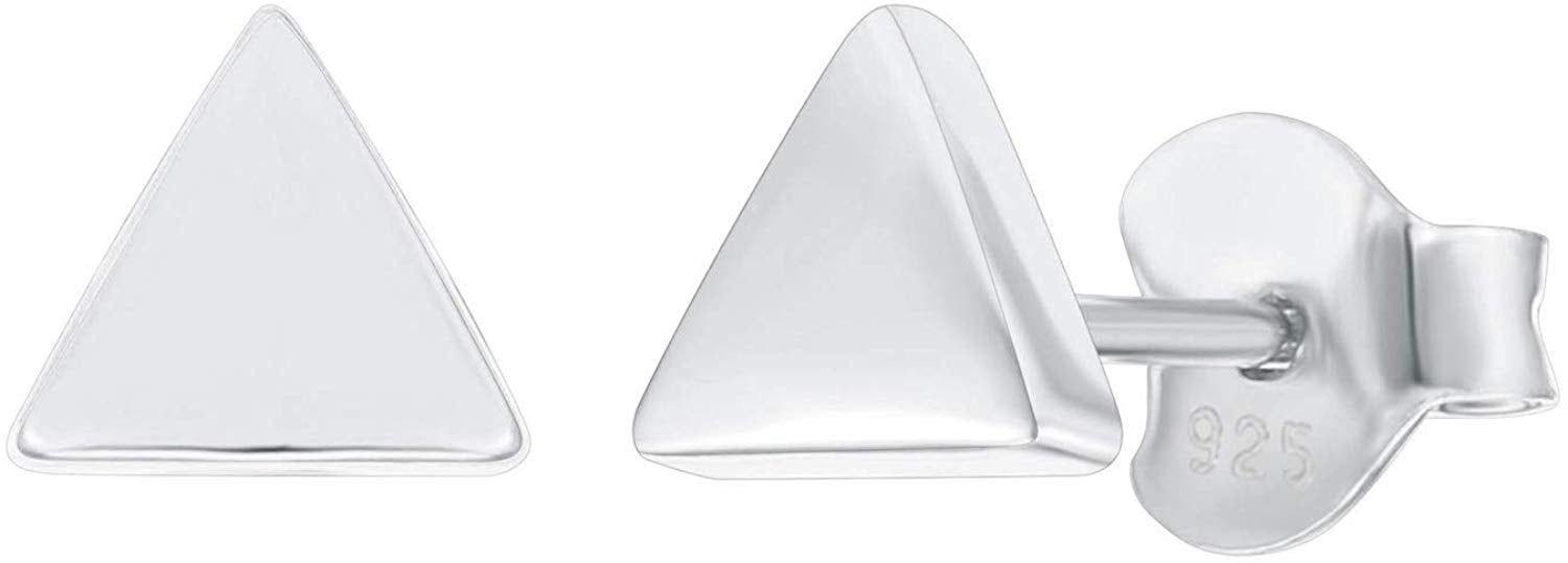 Triangle Stud Earrings White Gold Triangle