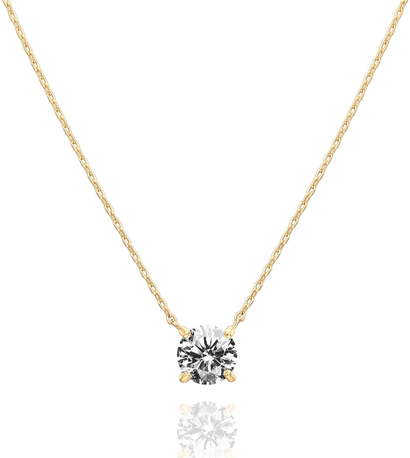 Swarovski Crystal Solitaire Choker Necklace Gold