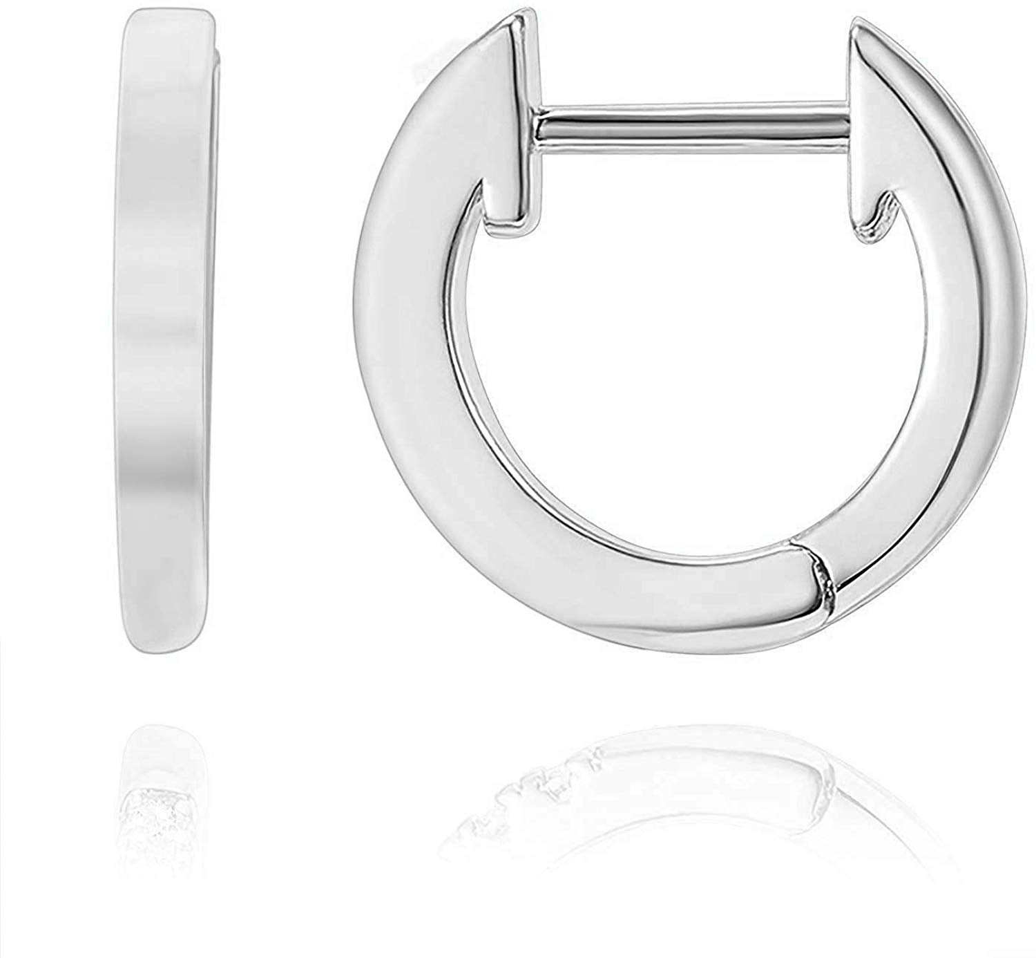 Huggie Hoop 14K Gold Earrings White Gold