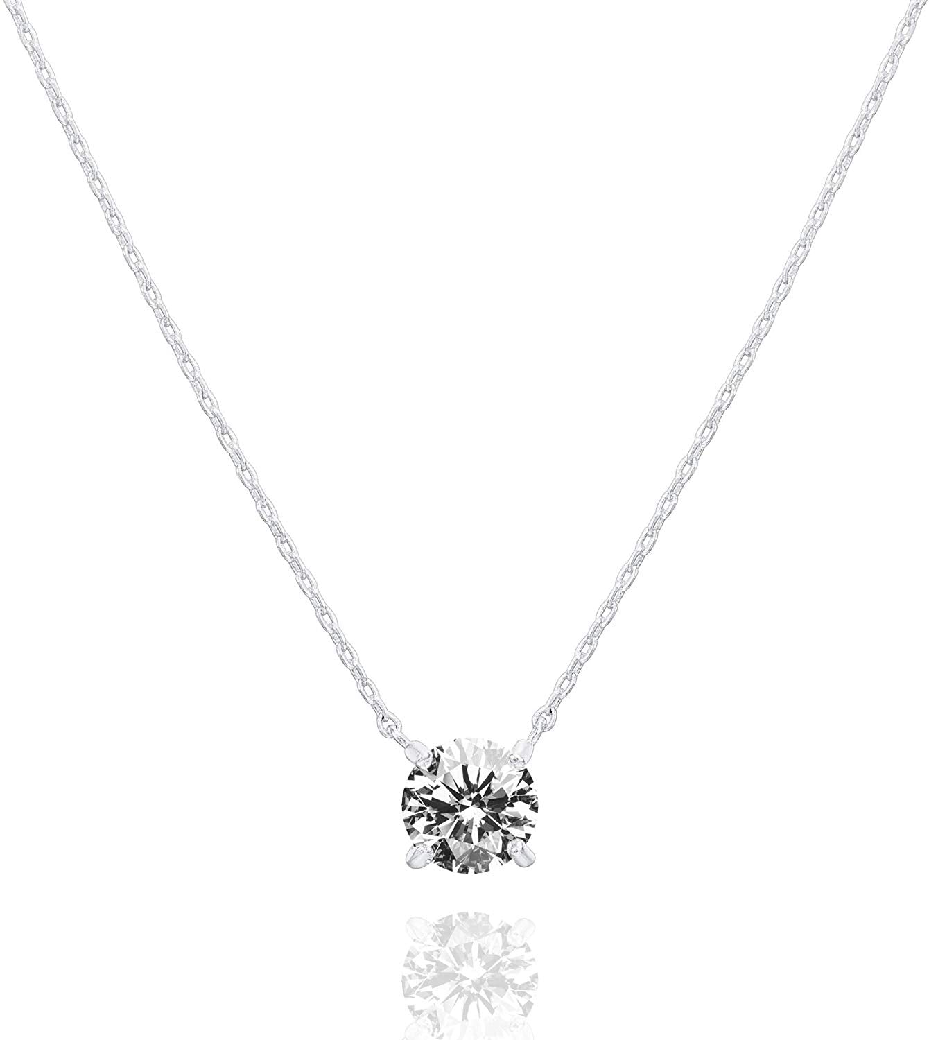 Swarovski Crystal Solitaire Choker Necklace Silver