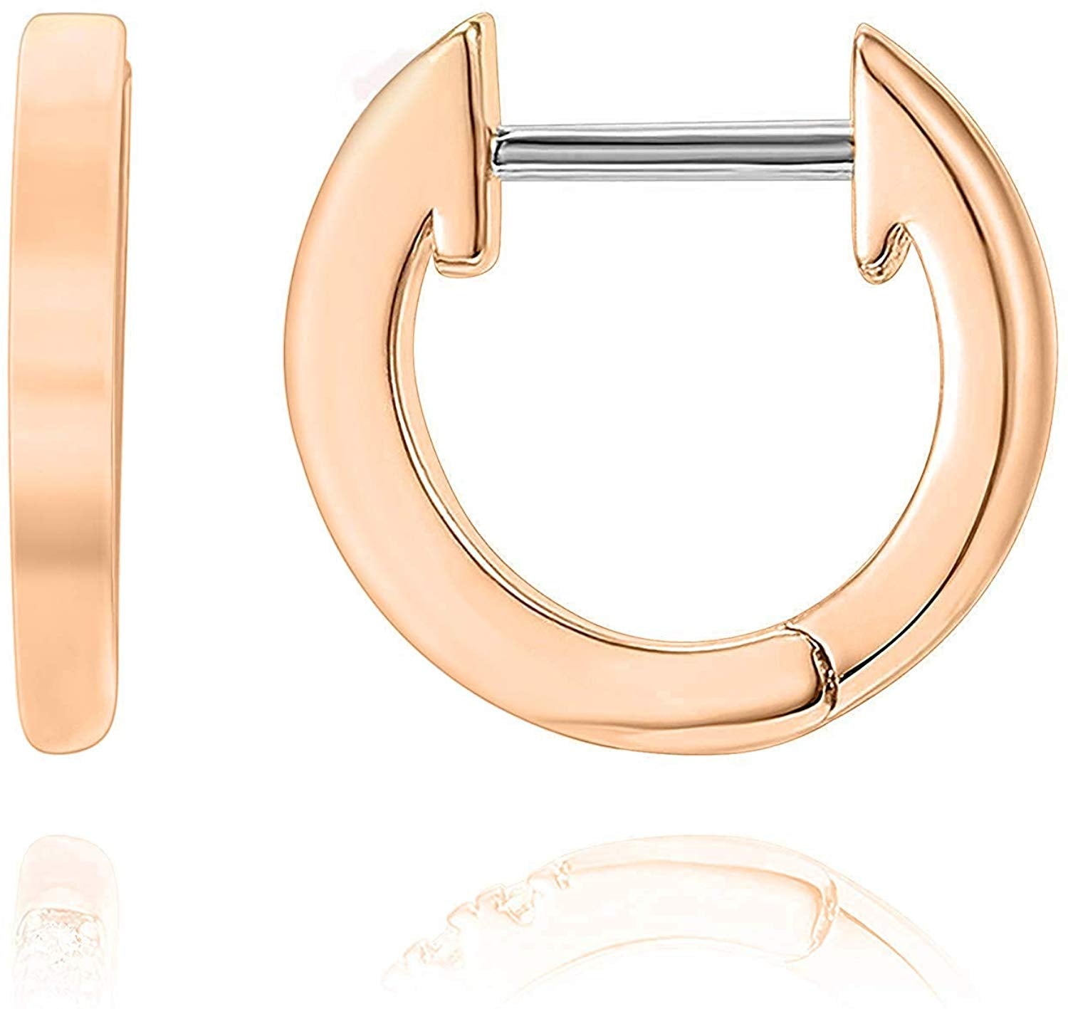 Huggie Hoop 14K Gold Earrings Rose Gold