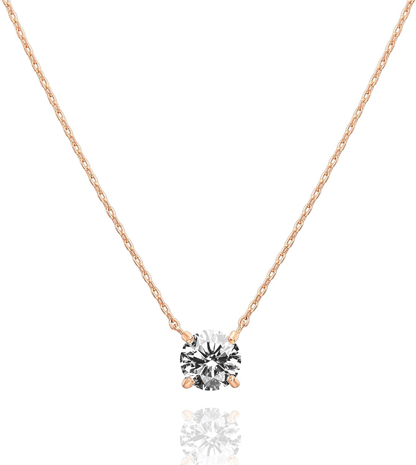 Swarovski Crystal Solitaire Choker Necklace Rose Gold
