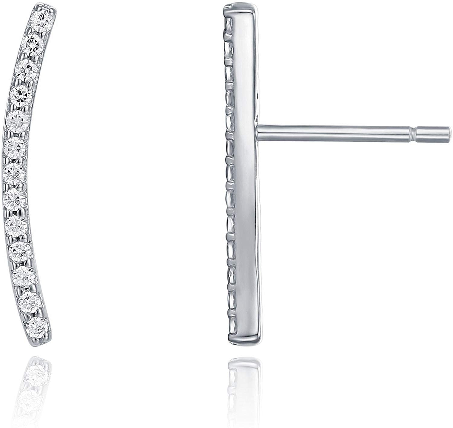 Diamond Ear Climber 925 Sterling Silver