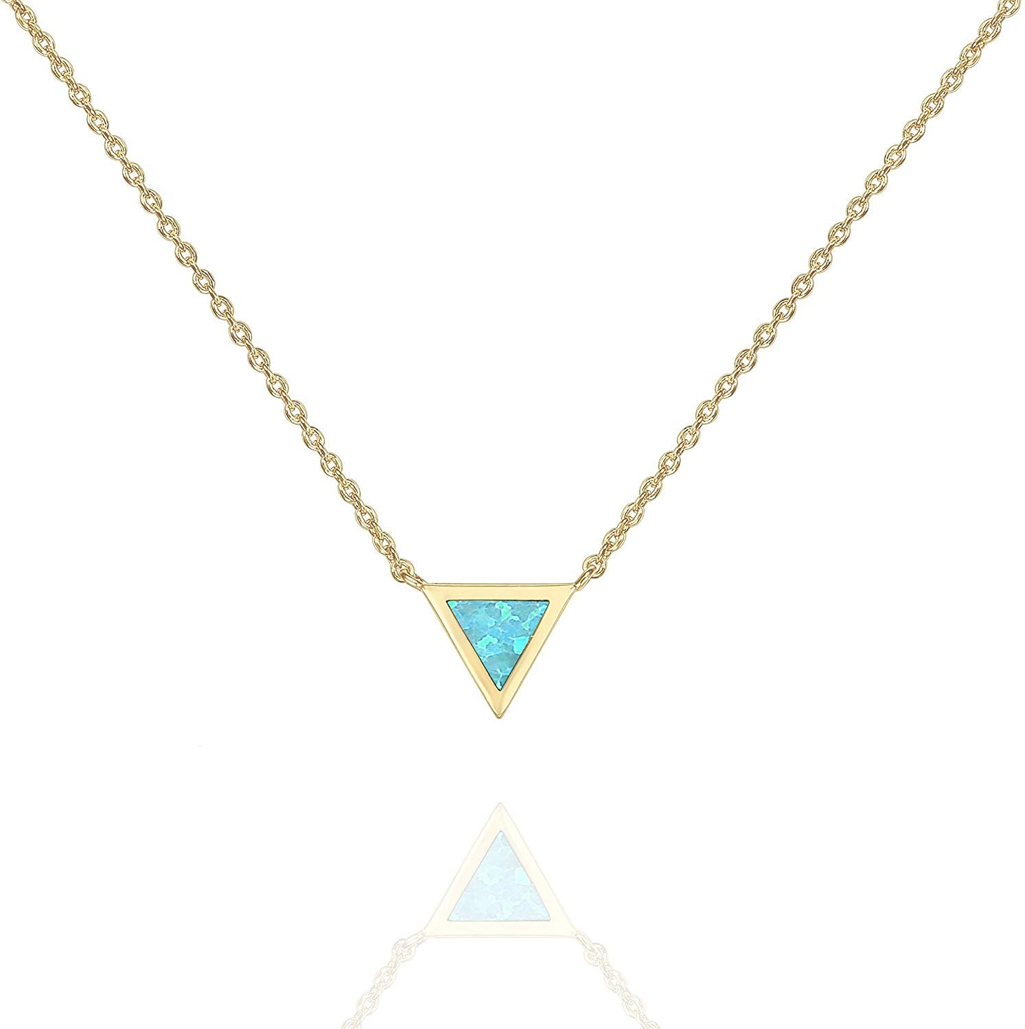 Triangle Opal Necklace Yellow Gold