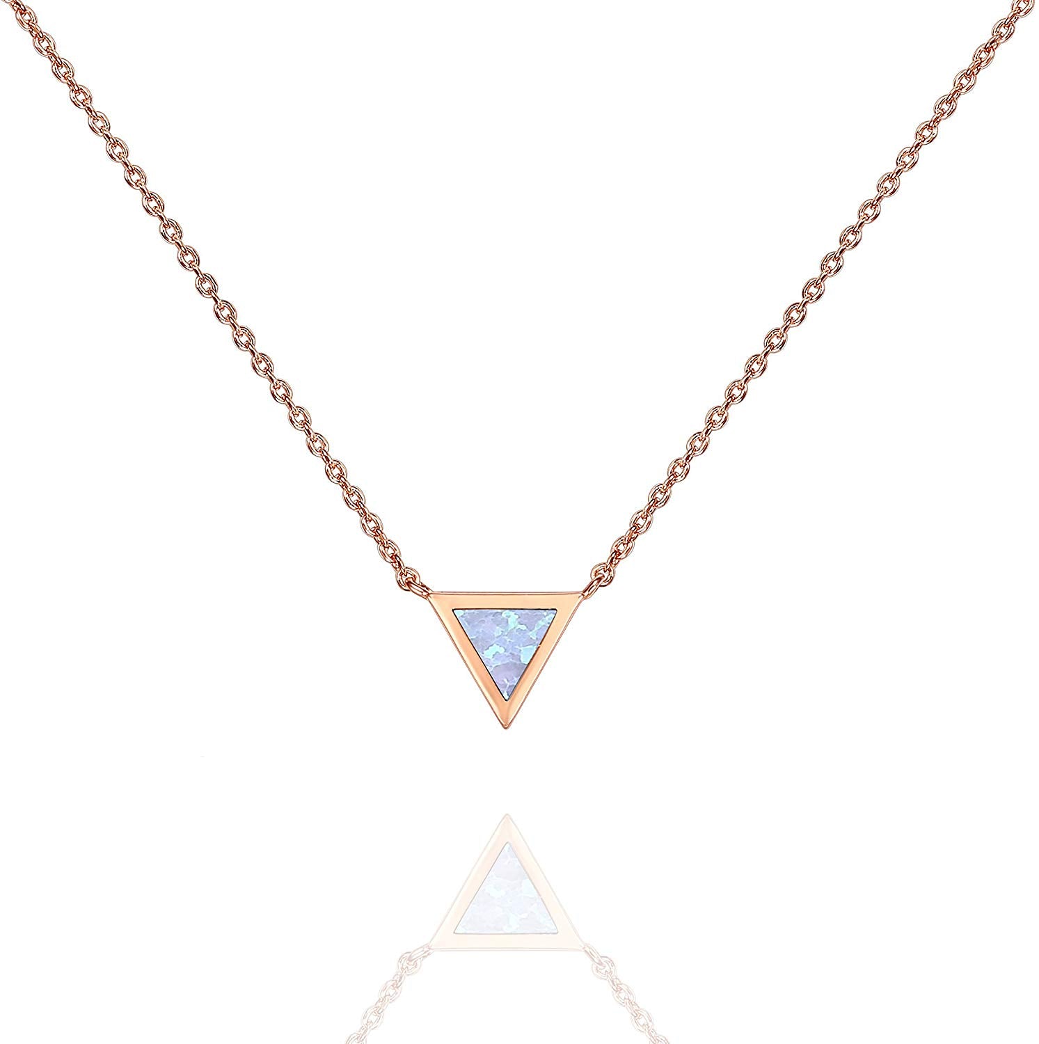 Triangle Opal Necklace Rose Gold
