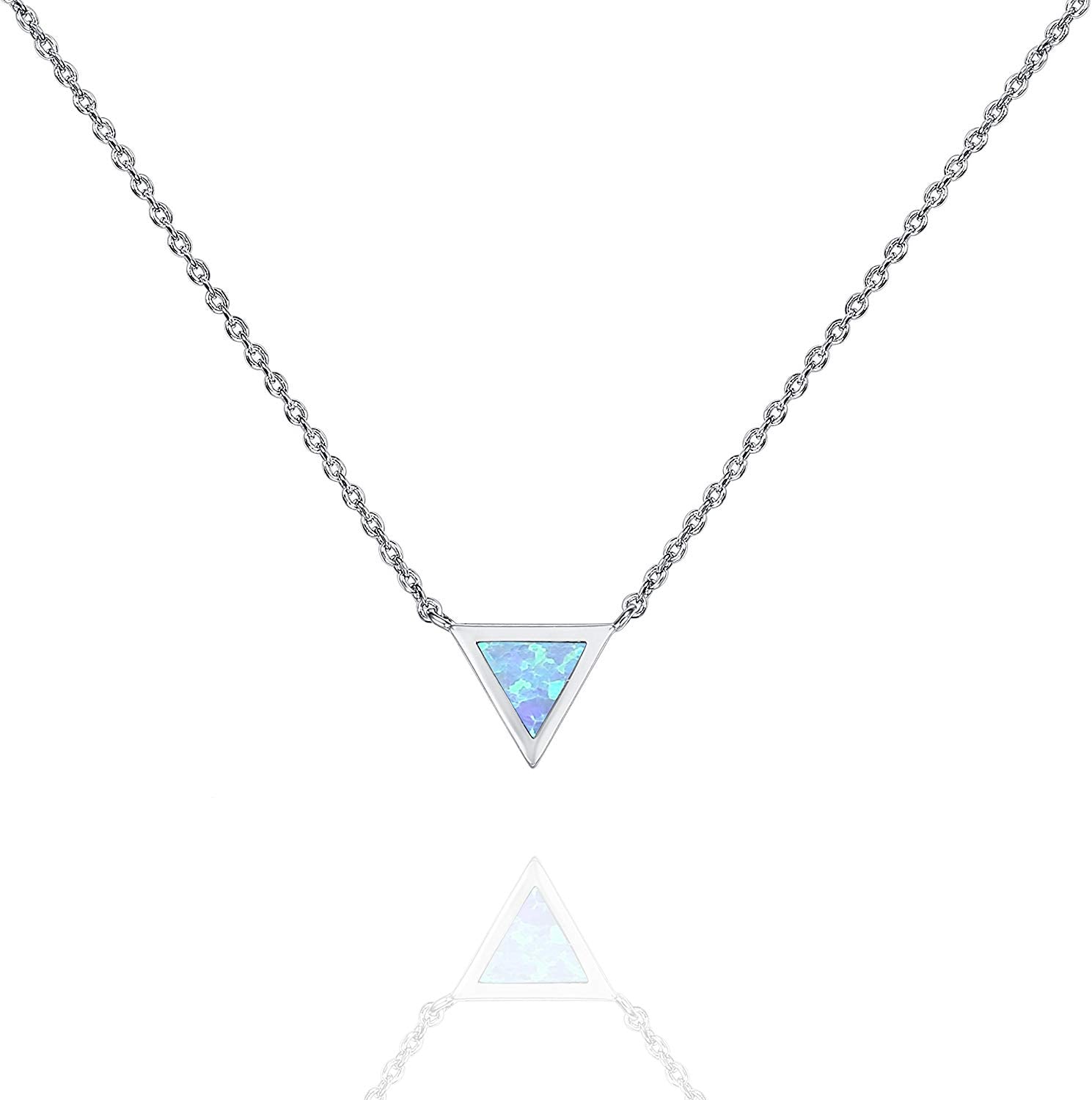 Triangle Opal Necklace White Gold