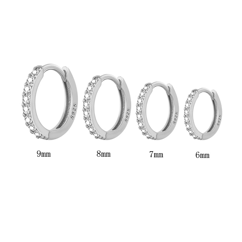 Women Zircon Small Hoops Earring Piercing 925 Silver