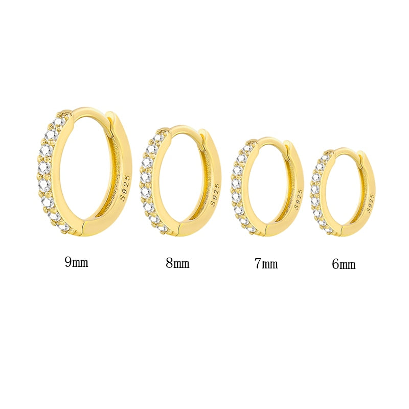 Women Zircon Small Hoops Earring Piercing 18k Gold Plated