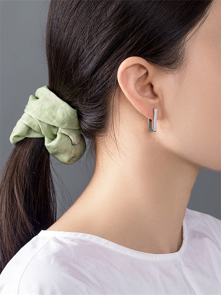 Rectangle 18k Gold Hoop Square Earrings