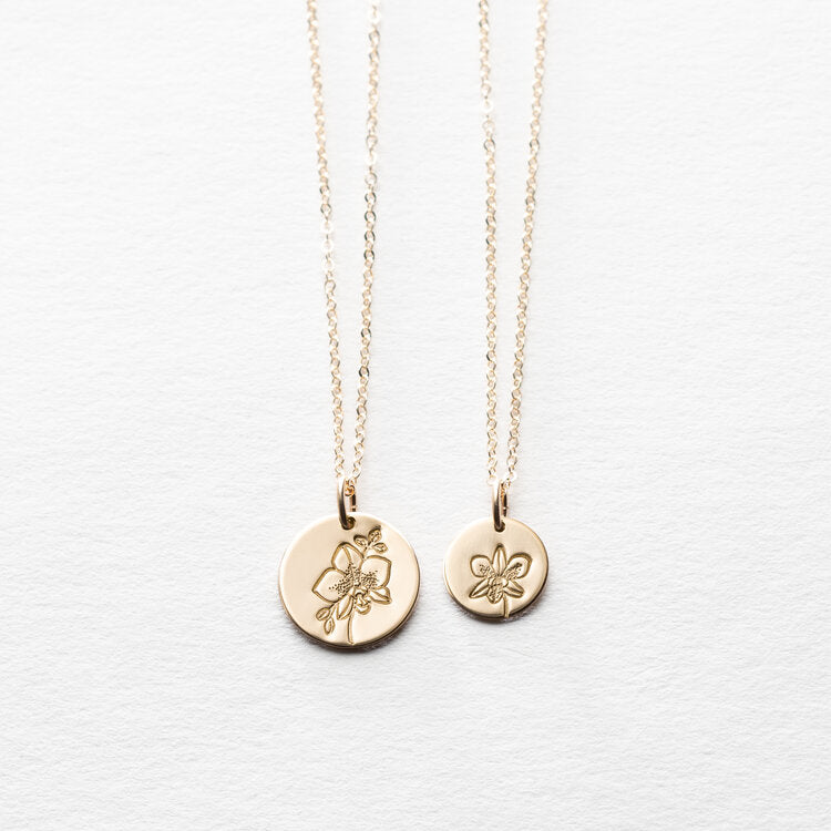 Wildflower 14k Gold Coin Necklace
