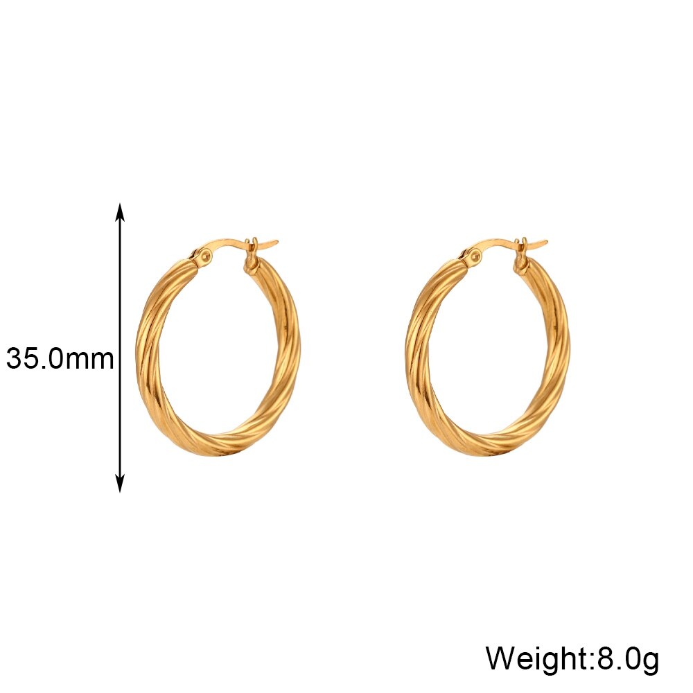Trio Twisted 18k Gold Hoop Earrings 35mm