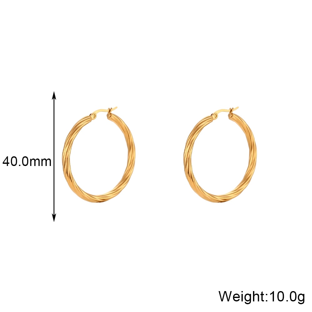 Trio Twisted 18k Gold Hoop Earrings 40mm