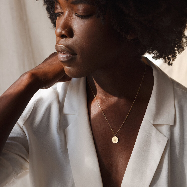 Wildflower 14k Gold Coin Necklace