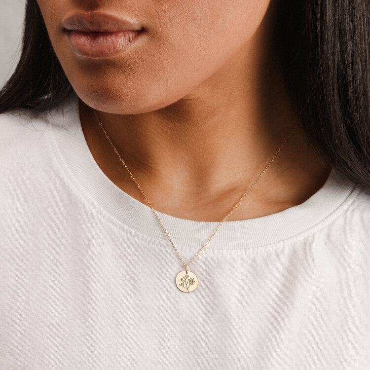 Wildflower 14k Gold Coin Necklace