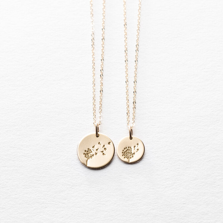 Wildflower 14k Gold Coin Necklace DANDELION