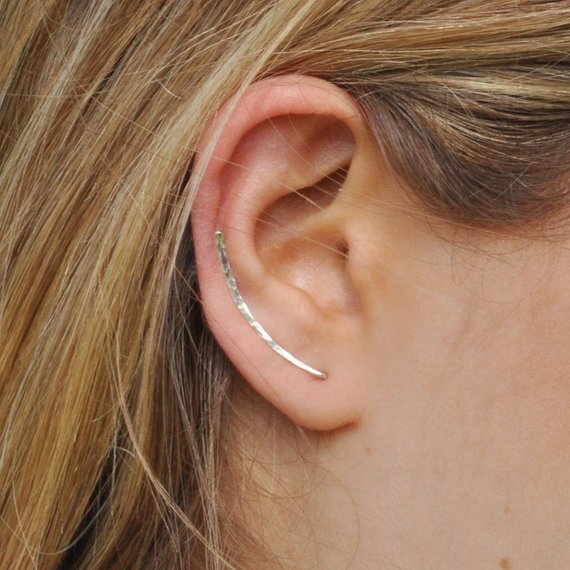 Hand Hammered 14K Gold Climber Earrings