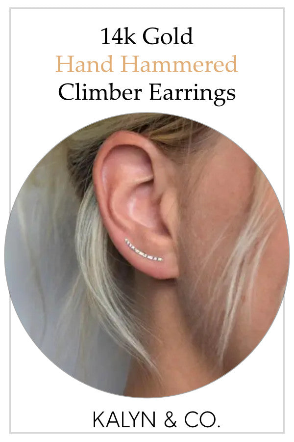 Hand Hammered Sterling Silver Climber Earrings