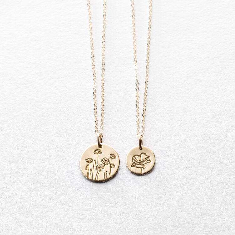 Wildflower 14k Gold Coin Necklace POPPY