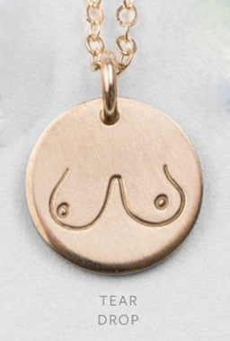 Gold Coin Boobs Necklace - Feminist Handmade Jewelry Tear Drop