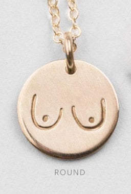 Gold Coin Boobs Necklace - Feminist Handmade Jewelry Round
