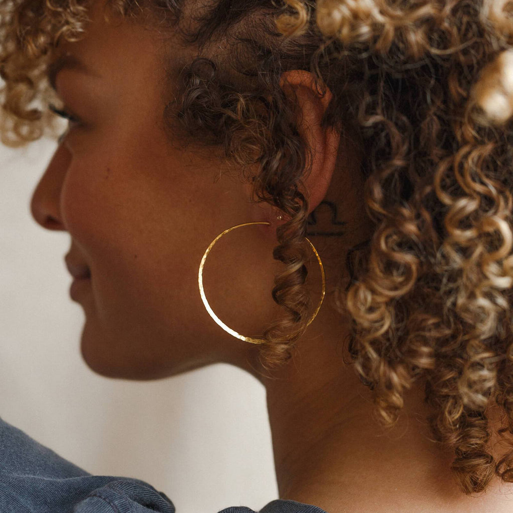 Hand Hammered 14k Gold Hoop Earrings