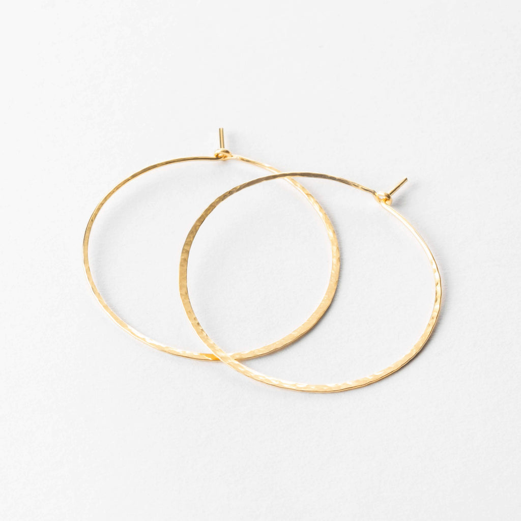 Hand Hammered 14k Gold Hoop Earrings