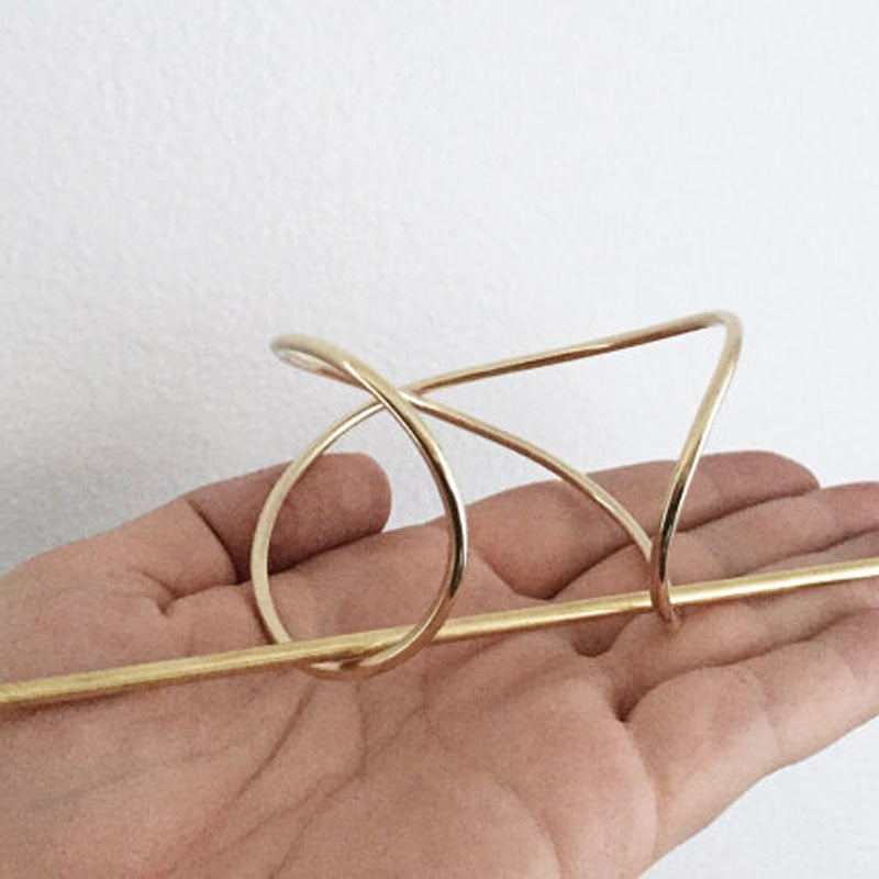 Gold Boho X Shaped Bun Holder Hair Stick Accessory - Vintage Bun Cage