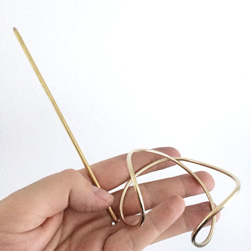 Gold Boho X Shaped Bun Holder Hair Stick Accessory - Vintage Bun Cage