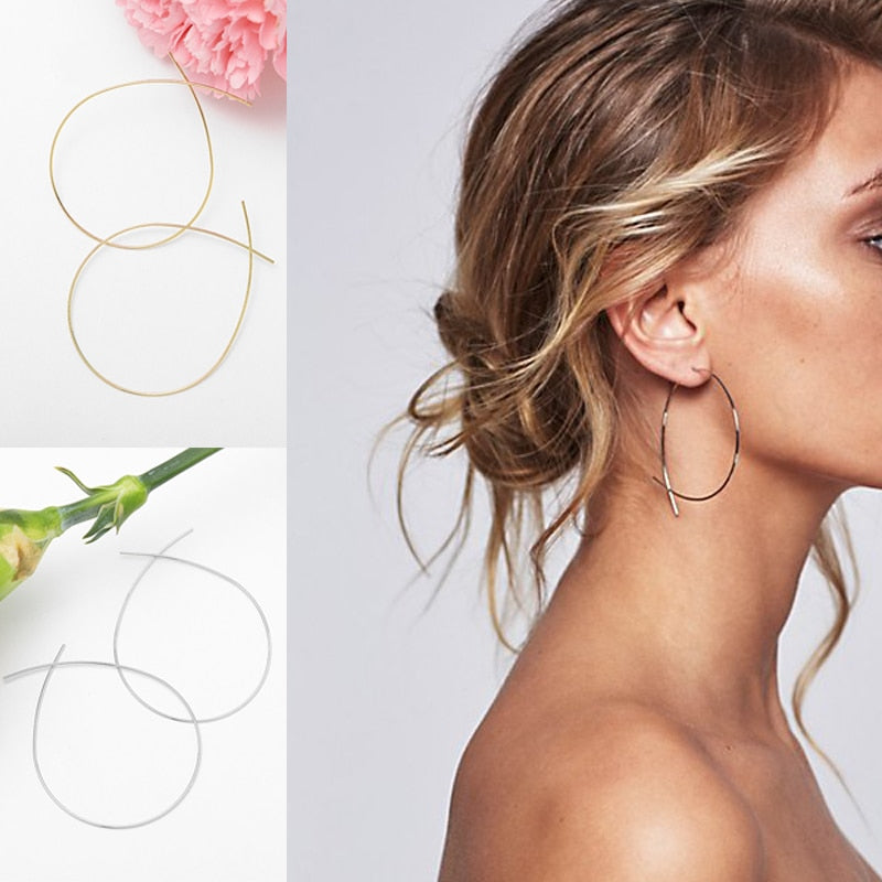 Simplicity Handmade Thin Metal Wire Drop Dangle Earrings Gold