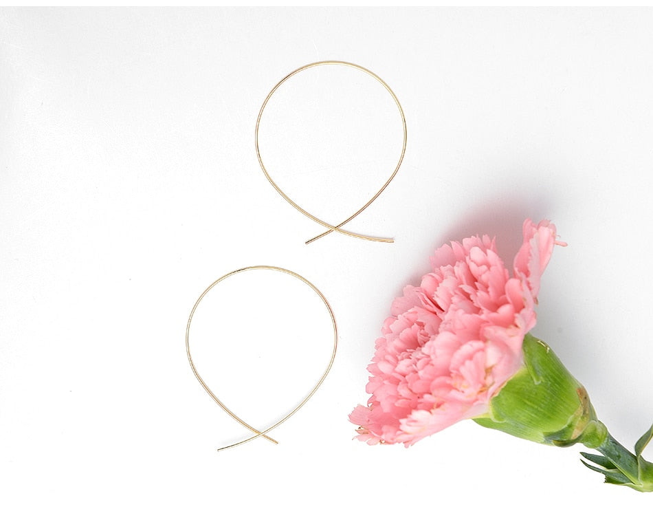 Simplicity Handmade Thin Metal Wire Drop Dangle Earrings Gold