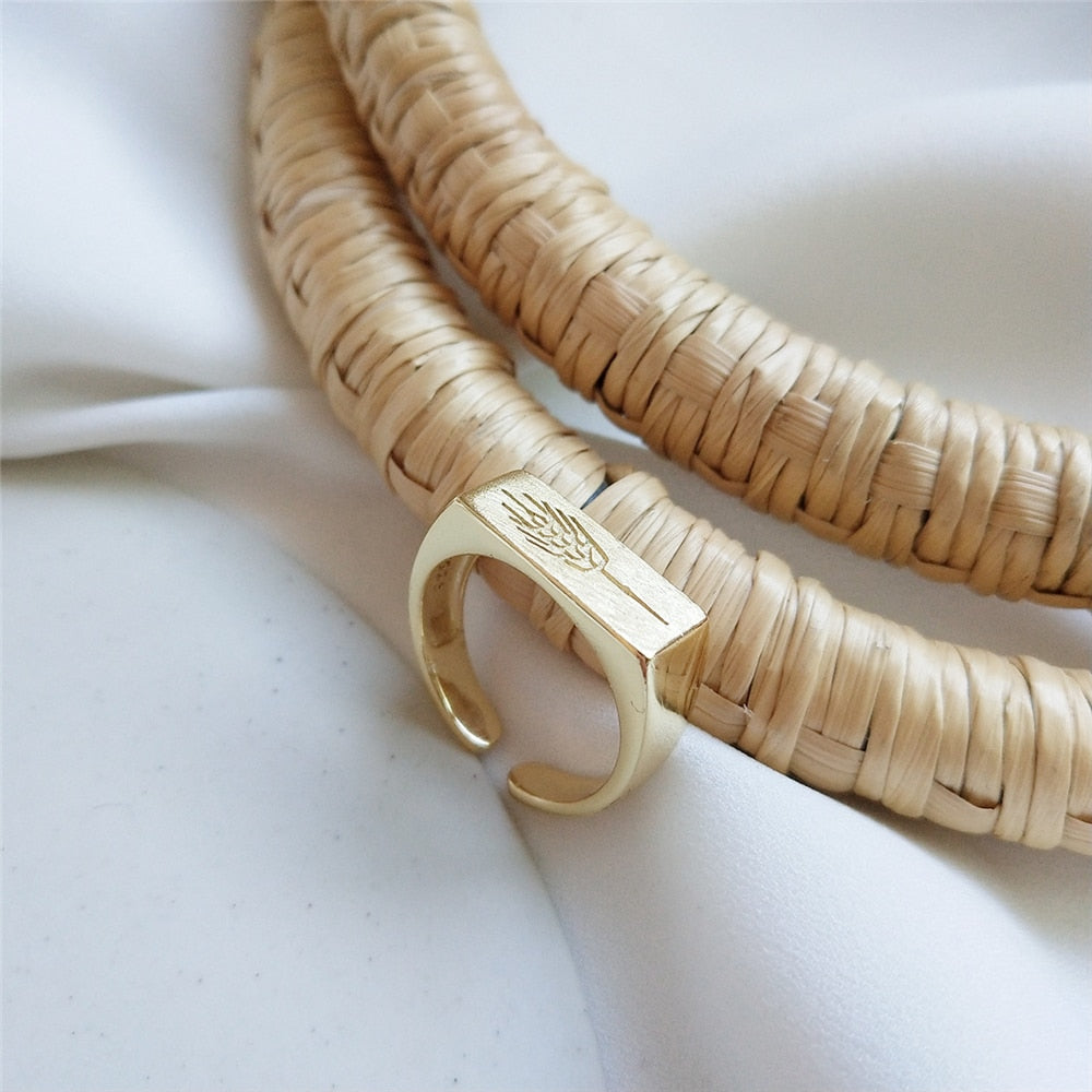 Wheat Grass Flower 14k Gold Ring