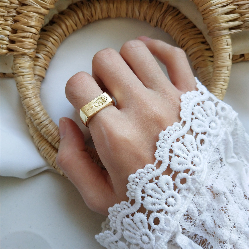 Wheat Grass Flower 14k Gold Ring