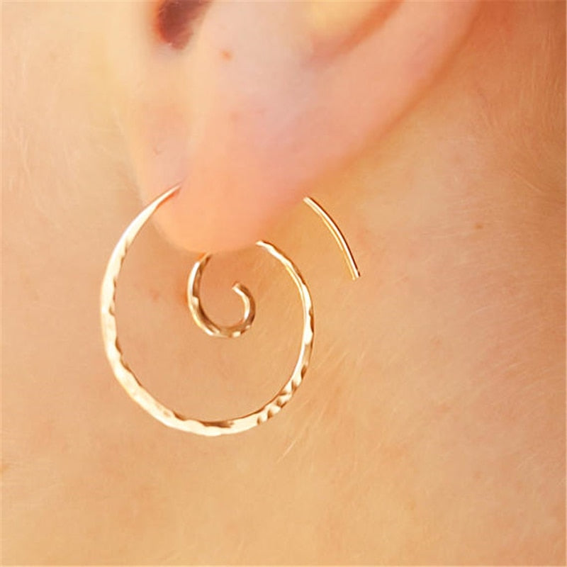 Handmade Hammered Hoop Gold Earrings