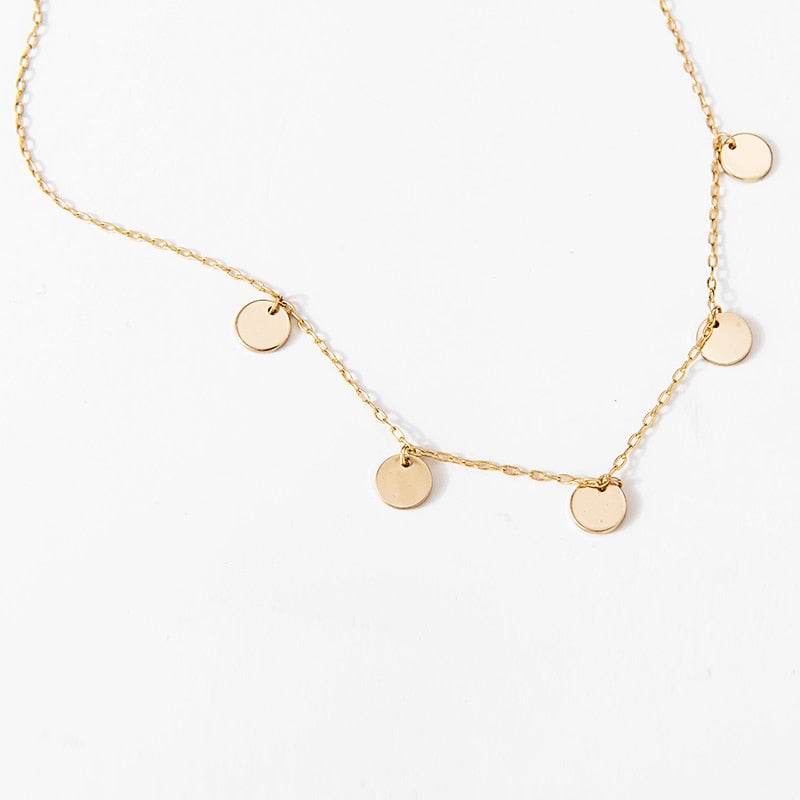 Gold Coin Tassel Charm Choker Necklace