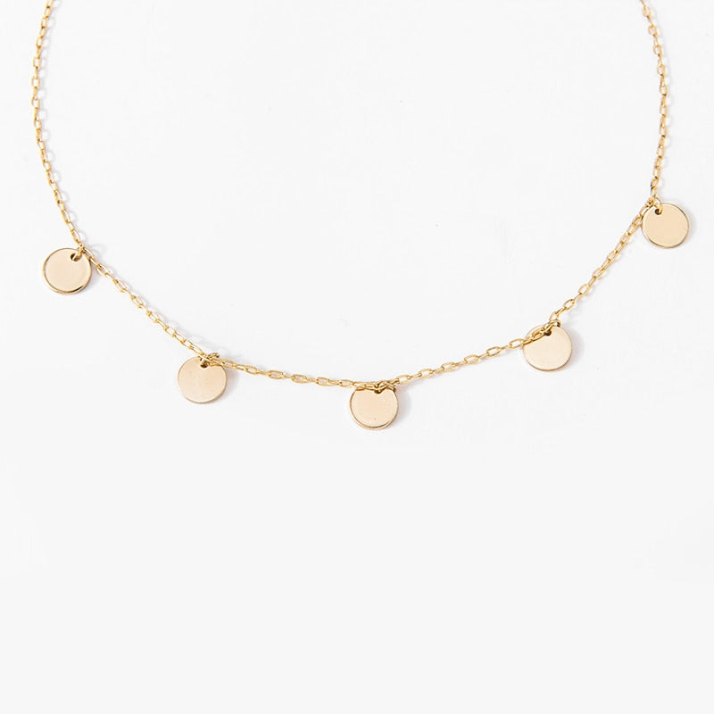 Gold Coin Tassel Charm Choker Necklace